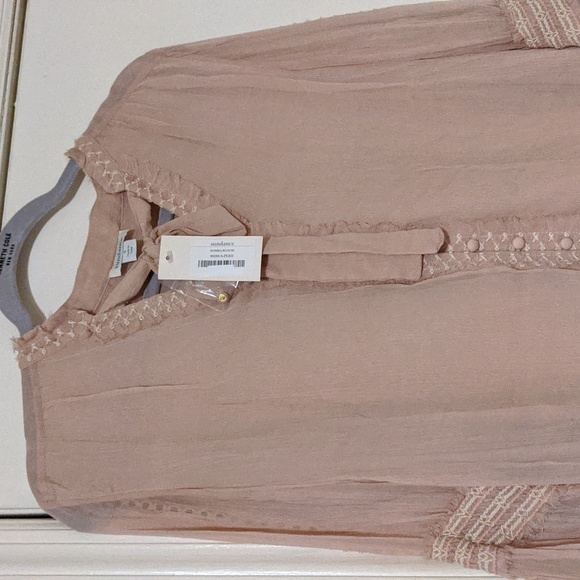 Sundance Women's Sheer Ruffled and Embroidered Blouse - Picture 3 of 8